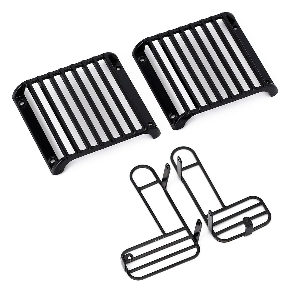 Metal Front Rear Light Cover Protective Shell for 1/10 RC Crawler Car Traxxas TRX4 Defender Body Shell Upgrade Parts - 1 Set Black