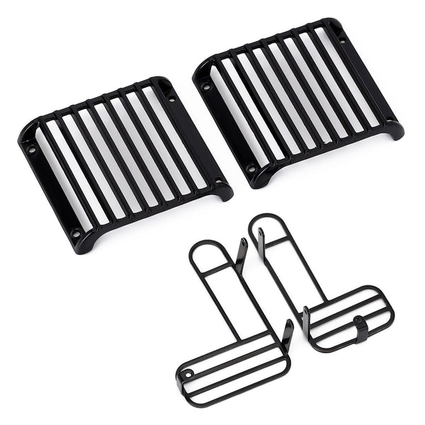 Metal Front Rear Light Cover Protective Shell for 1/10 RC Crawler Car Traxxas TRX4 Defender Body Shell Upgrade Parts - 1 Set Black
