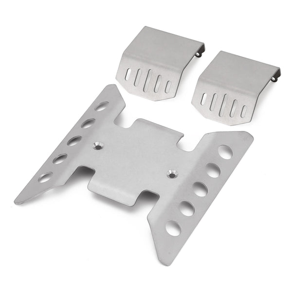 Stainless Steel Chassis Armor Plate Axle Protector for 1/6 RC Crawler Car Axial SCX6 Jeep JLU Wrangler Upgrade Parts - 3Pc Set