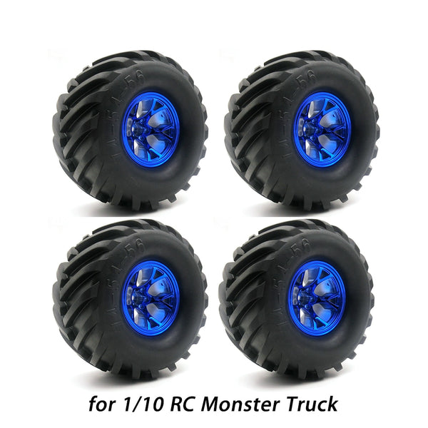 Wheel Rim Tire Set for 1/10 RC Monster Truck - 4Pcs Blue
