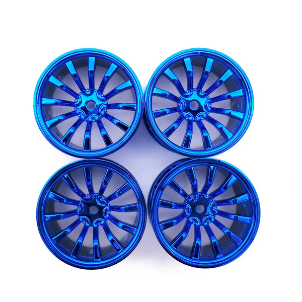52*26mm Wheel Rim Tire Hub for 1/10 RC On Road Touring Car - 4Pc Set Blue