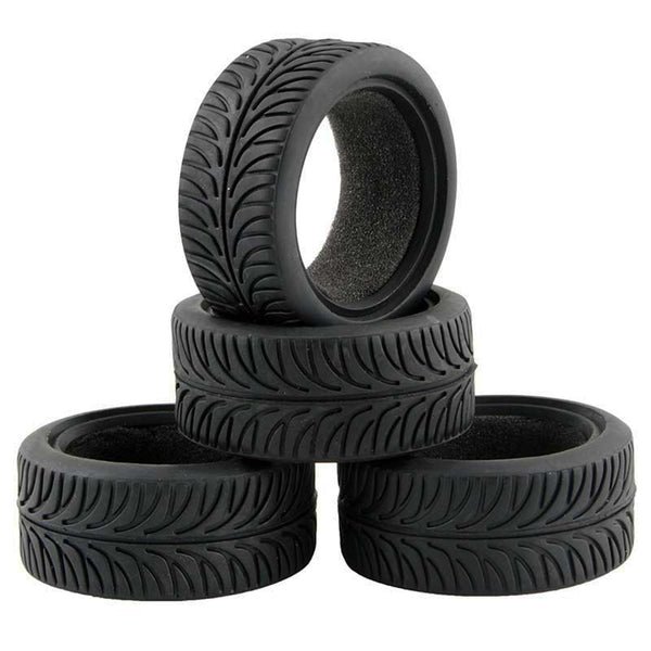 High Grip Black Rubber Tires for 1:10 RC On Road Touring Car - 4Pcs