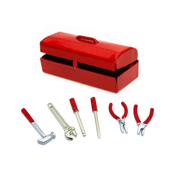 R/C Scale Accessories - Simulation Mini Hammer Wrench Tools Box for 1:10 Crawlers - 1 Set Red