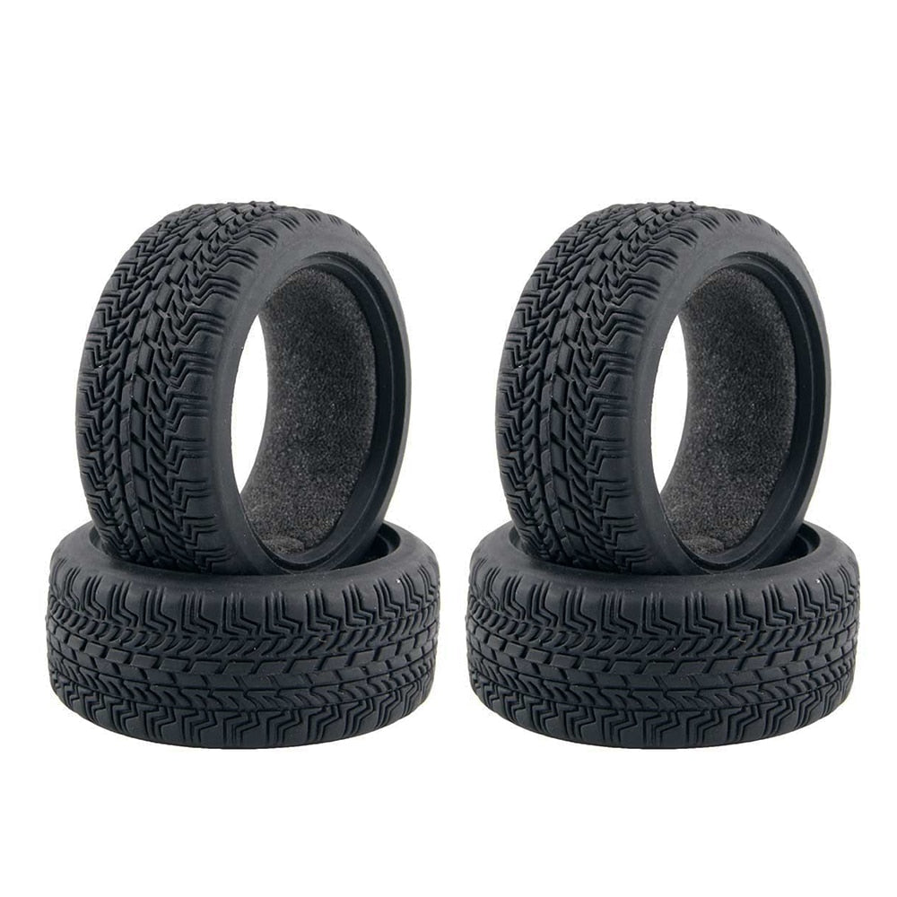 High Grip Black Rubber Tyre for 1:10 4WD RC On Road Touring Car - 4Pcs