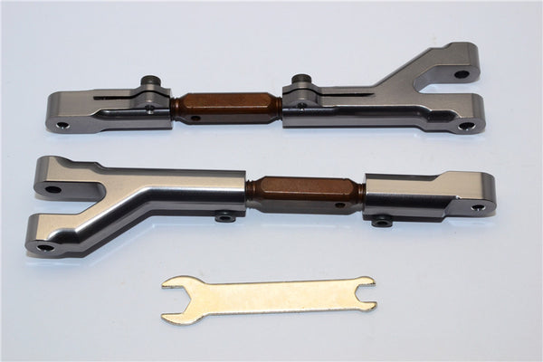 HPI Savage 21, X, XL, K4.6, Flux Aluminum Front/Rear Adjustable Upper Arm (Steel Tie Rod Set) With Screws - 1Pr Set Gray Silver