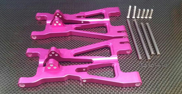 HPI Savage 21, X, XL, K4.6, Flux Aluminum Front/Rear Adjustable Lower Arm With Screws & Pins & Delrin Collars - 1Pr Set Pink